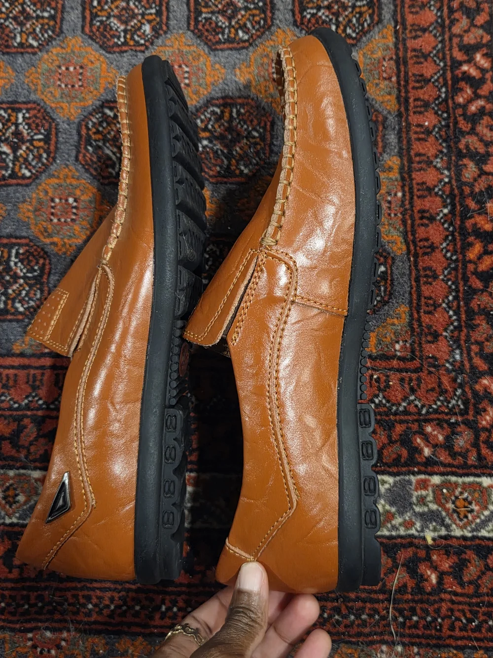 Clohoo Tan Leather Slip-On Loafers